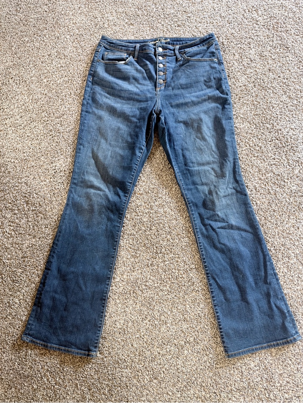 Universal Thread Women's Dark Blue Flare Jeans with Button Fly Detail
